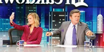 John Michael Higgins and Nicole Richie as Chuck and Portia in Great News.