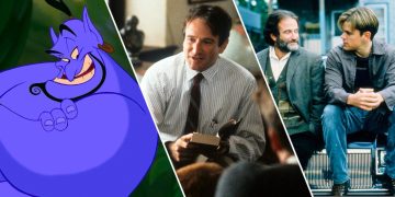 Robin Williams in Good Will Hunting, Dead Poets Society, and Aladdin