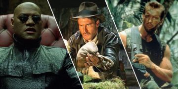 Characters from Predator, Indiana Jones and the Raiders of the Lost Ark, and The Matrix