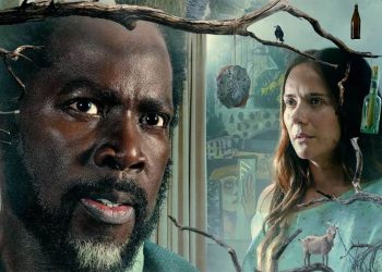 A close up of Harold Perrineau and Catalina Sandino-Moreno in a hospital gown in the From Season 3 poster